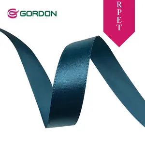 Gordon Ribbons Factory Wholesale Custom Color and Size Polyester Recycled PET Fabric RPET Satin Ribbon For Festival Decoration