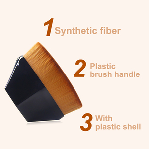 Portable Liquid Powder <b>Foundation</b> Brush Synthetic Hair Flat Face Makeup Tool with Plastic Handle - Product Image 6