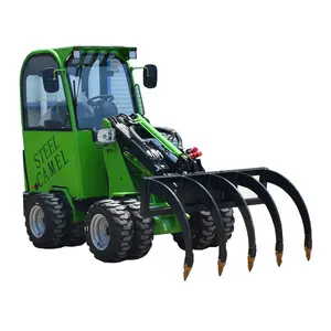 Charge de 600kg mini tracteurs chargeurs sur pneus pour l'agriculture/la construction/la ferme avec godet à grappin