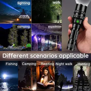 Lampe de poche tactique à LED 80000 lumens, rechargeable par usb L2, lampe de poche de chasse, clip, accessoires de tir, lampe de poche