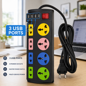 Endüstriyel Masaüstü Bakır Güç Uzatma Prizi 8'li Evrensel Priz Paneli <span class=keywords><strong>3</strong></span> USB Girişi 10A Bilgisayar Ofis Hastane Kullanımı İçin - Product Image 3