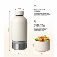 Bouteille d'eau isotherme en acier inoxydable de 500 ml avec compartiment de rangement – Garde au chaud 12h, au froid 24h