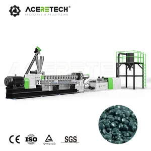 High Productivity Plastic Granules Double Screw Extruder Machine For PC+ABS Filled With CaCO3 Recycling ATE52