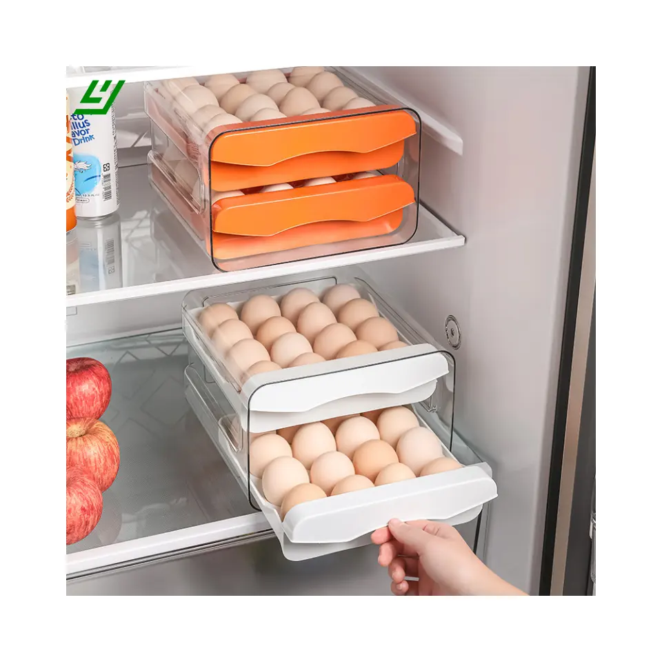 YIHEYI PET egg storage box refrigerator modern chicken grid drawer type egg Storage bottles and cans bins egg storage plastic