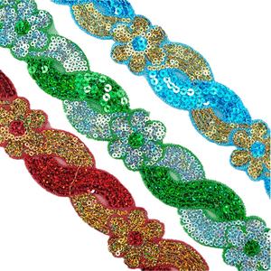 Tissu de dentelle bon marché 4cm accessoire de vêtement à faire soi-même dentelle d'<span class=keywords><strong>organza</strong></span> de maille de fleur pour le costume Dancewear tissu de couture de garnitures pailletées de paillettes - Product Image 6