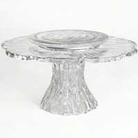 Table à manger en acrylique transparent effet glace, design lotus, nouveau style chinois, console de luxe léger pour villas et salles à manger domestiques