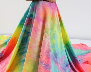 Rainbow Tie-Dye Spandex Fabric, 4-Way Stretch Elastic Material for Sewing Swimwear & Sportswear - Product Image 4