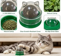 Juguete de Bola de Catnip Transparente Giratoria con Orejas de Gato, Montaje en Pared Desmontable, Bola de Menta Interactiva para Gatos, Juguete Relajante para Masticar