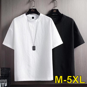 T-Shirt da uomo in cotone bianco M- 5XL t-Shirt estiva nuovo modello solido <span class=keywords><strong>camicia</strong></span> a fondo largo a cinque quarti a <span class=keywords><strong>mezza</strong></span> <span class=keywords><strong>manica</strong></span> - Product Image 2