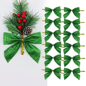 Ruban à paillettes personnalisé en gros avec nœud préformé et attache torsadée pour décorations de Noël, vaisselle, emballages et décoration intérieure - Product Image 1