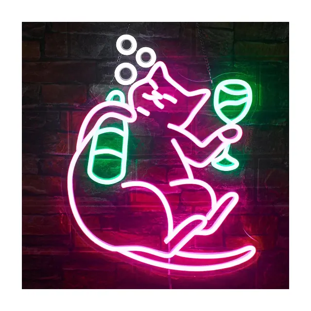 Acryl benutzerdefinierte Neon Hochzeit Zeichen Lichter im Freien Katze Tier Neon flex Heimdekoration Wandhängendes LED-Schild