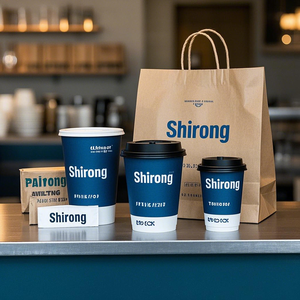 Custom Logo Disposable Double Wall Craft Paper Cup Bio-Degradable Hot Drink Container for Carbonated Beverages