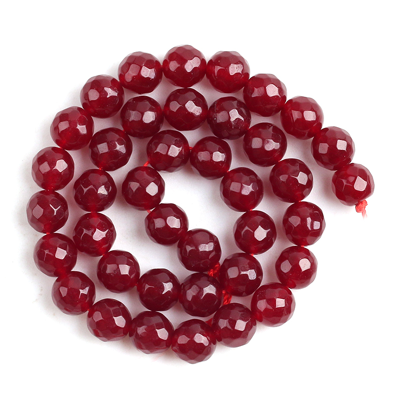 4mm Faceted Red Jade Round Loose Beads Strand - 15" Center-Drilled, Nickel-Free - View #2