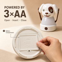 Lanterne LED en forme de chien, alimentée par 3 piles AAA, portable avec poignée, idéale pour tente, aventures en extérieur, urgences et décoration intérieure.