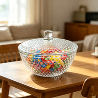 Groothandel Geëmbosseerde Glazen Snoepvaas met Deksel, Transparante Decoratieve Suikerpot voor Bruiloften, Candy Buffet, Hotel en Feesten