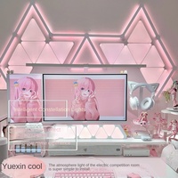 Kit d'éclairage ambiant Huiding AQ170, intelligent, universel, LED RGB, contrôle vocal et par application, matériau PVC, design nid d'abeille personnalisé, dimmable