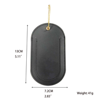 Étiquette de bagage en cuir noir personnalisée de qualité supérieure avec anneau de suspension et rabat en cuir PU, accessoires de voyage, fournisseur d'usine