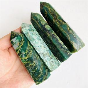 Torre de cuarzo de cristal verde tallado a mano Natural, Varita de puntos de <span class=keywords><strong>Esmeralda</strong></span> para decoración de regalo, venta al por mayor - Product Image 5