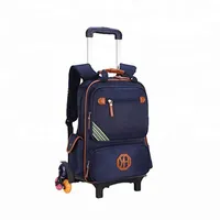 Source travel hiking trolley bag,polyester canvas leather school trolley  backpack ,china manufacturers wheeled market school bag on…