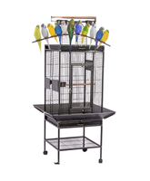 Prix de gros fil de fer grand métal ara perroquet cage à oiseaux cage d'élevage d'animaux de compagnie robuste pliable grande cage à oiseaux avec roues