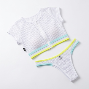 Adventure Swim <b>Women's</b> Two Piece Summer Sexy High Waist Tank <b>Top</b> Tee V-Strings Bikini Bottom Custom Spandex/Polyester See <b>Mesh</b> - Product Image 1