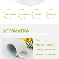 AAA Vente en Gros Tasses à Café en Céramique Vierge pour Sublimation 11oz, Boîtes en Porcelaine Vierge pour Impression par Sublimation avec Boîte