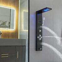 Cascade Spa Jets Douche Intelligente Panneau Mural Panneau De Douche Led Pluie Système De Salle De Bains Panneau De Douche Colonne Tours En Acier Inoxydable 304