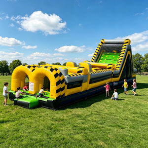 Parcours d'obstacles gonflable avec château et toboggan, taille personnalisée, pour événements sportifs pour enfants, location et vente - Product Image 2