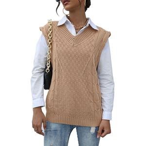 <span class=keywords><strong>Pull</strong></span> sans manches en maille torsadée épaisse et duveteuse pour <span class=keywords><strong>femme</strong></span>, style islandais, idéal pour l'automne et le bureau - Product Image 1