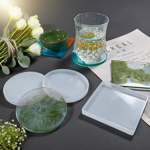 Khuôn silicon làm coaster hình tròn, vuông & lục giác tự làm, khuôn đúc nhựa bóng cho dụng cụ làm bánh - Product Image 2