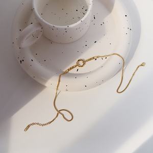 Simple Fashion OL Chain <strong>Chunky</strong> Figaro Chain Flower Ring Necklace Clavicle Chain Summer Titanium Steel 18k Gold Plated <strong>Jewellery</strong> - Product Image 5
