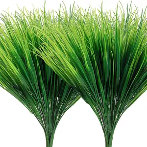 14.5 inch 7 Branches Spring Rosemary Stem Fern Eucalyptus Green Plastic Artificial Grass Bush