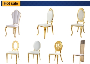 Silla de Comedor de Hotel de Lujo en Dorado con Respaldo Tapizado en Blanco para Banquetes, Bodas, Fiestas y Restaurantes - Product Image 3