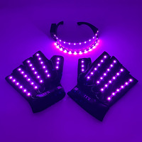 Set Sarung Tangan Kacamata LED dengan Warna Remote Control Populer untuk Pesta Rave dan Pertunjukan Tari