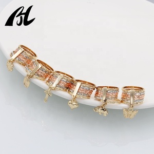 Set di Anelli con Ciondoli a Forma di Elefante, Croce, Vergine Maria, Cuore, Trifoglio e Farfalla, Placcati in Oro - Product Image 3