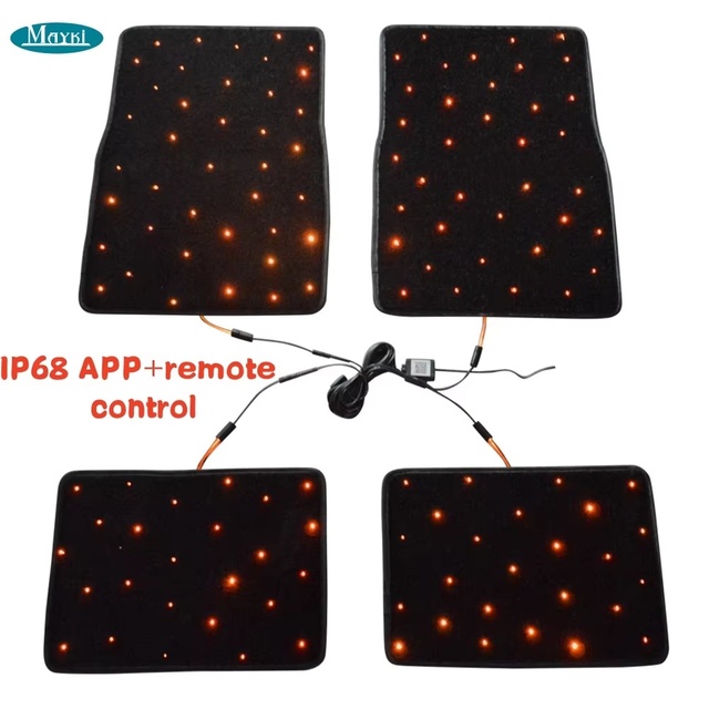 RGBW Twinkle Fiber Optic Star Light Car Mat Led Car Floor Star Mats 4pcs Car Mats Universal Set App Control Car StarLight Carpet