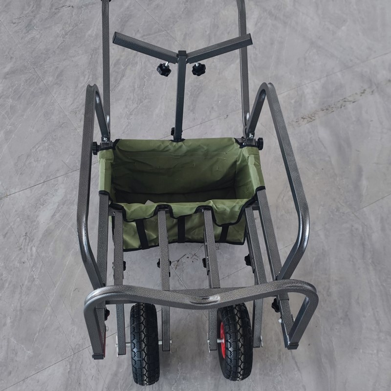 2-in-1 Heavy Duty Fishing Cart with Customizable OEM Support Steel and Rubber PU Foam Wheel Roll Container Plastic Platform