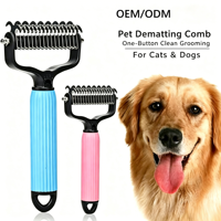 Peigne de toilettage double face en acier inoxydable pour chiens et chats, démêlant et anti-chute de poils, vente en gros