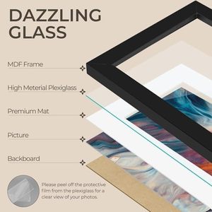 Bluesail đen thân thiện với môi UV in ấn khung ảnh Set 6 Mat 11x14 16x20 Composite gỗ Gallery Wall Mount plexiglass DIY 5x7 - Product Image 4