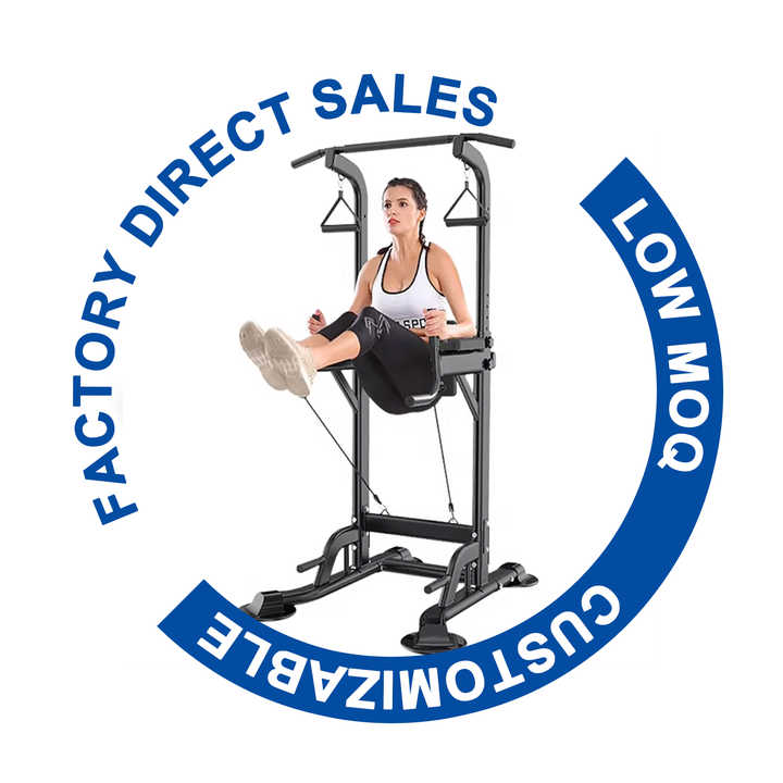 Adjustable Multi-Function Power Tower with Backrest Workout Dip StationFitness Strength Training Exerc