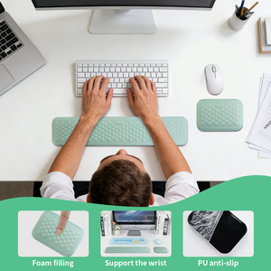 Tapis de <span class=keywords><strong>souris</strong></span> avec repose-poignet en mousse à mémoire de forme antidérapante, base en tissu + PU, motif dessin animé, vert, taille personnalisable, anti-rayures, certifié RoHS, facile à utiliser - Product Image 3