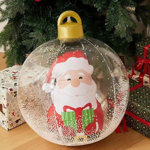 PVC Christmas Ball With Lighted <b>Tree</b> Design Round Ornament For Holiday Decorations - Product Image 2