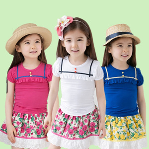 Camiseta Informal de Manga Corta con Volantes para Niñas, Diseño Moderno, Venta al por Mayor, de Proveedor Chino - Product Image 1