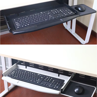 Support de montage réglable pour clavier coulissant sous le bureau, largeur 27 mm, 14 pouces, silencieux