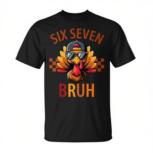 Six Seven Turkey Thanksgiving Meme T-shirt a maniche corte per adulti, girocollo unisex, stampa digitale - Product Image 2