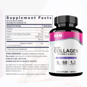 Tabletas de vitamina de colágeno de etiqueta privada OEM/ODM suplemento dietético antioxidante 360 recuentos revitalizar la piel uñas - Product Image 2