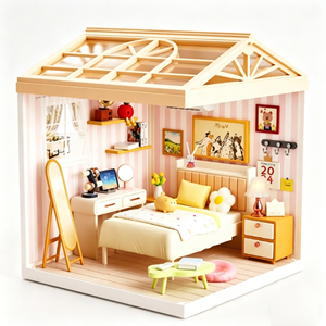 Casa de Muñecas en Miniatura de Plástico Luminoso, Hecha a Mano, Juego de Regalo Creativo y Educativo con Luces - Product Image 3