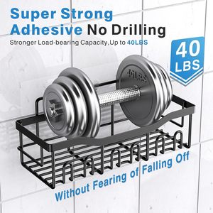 ชั้นวางของในห้องน้ำแบบติดผนัง 2 ชั้น 5 ชิ้น ไม่ต้องเจาะ ติดตั้งง่าย ทนสนิม วัสดุโลหะ พร้อมกาวในตัว ดีไซน์ทันสมัย ชั้นวางตาข่ายแขวน - Product Image 3