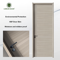 Panneau de porte en placage de bois naturel de 3 mm et 4 mm, design moderne, moulé en profondeur, imperméable, en MDF, fabriqué par l'usine LINRUN, pour hôtel et villa