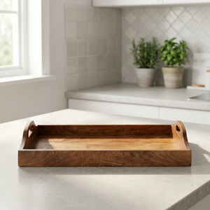 Bandeja Rectangular de Madera para Servir, Diseño Minimalista de Madera Sólida, Duradera para Cocina y Comedor - Product Image 2